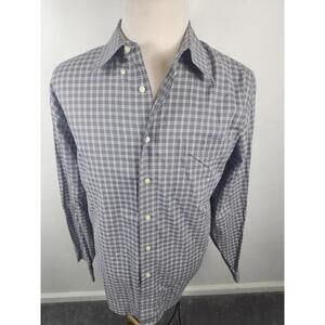 Jos A Bank Executive Collection Mens XL Dress Shirt Button Up Gray Chex 100% Ctn